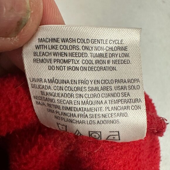 Basic Editions Red Full Zip Fleece Jacket XL Embroidered Snowflakes Stars - Picture 5 of 7